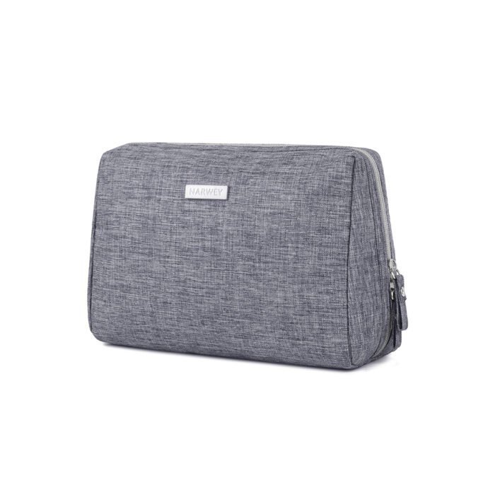 ⁦Stripe White Fabric Tote Cosmetic Bag⁩ - الصورة ⁦2⁩